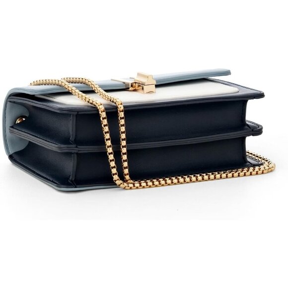 Women Blue Imported Faux Leather Twist Lock Crossbody Designer Shoulder Handbags - Picture 4 of 9